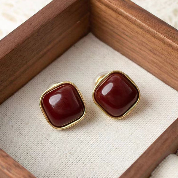 Square natural agate earrings