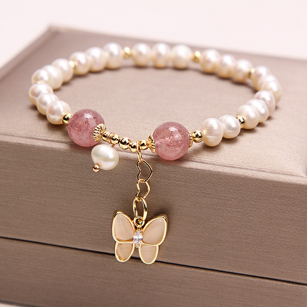Butterfly ? Pearl crystal bracelet