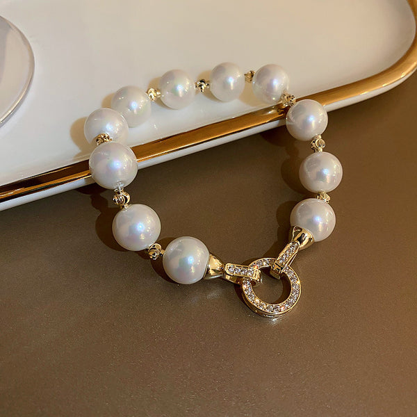 Circle natural freshwater pearl bracelet