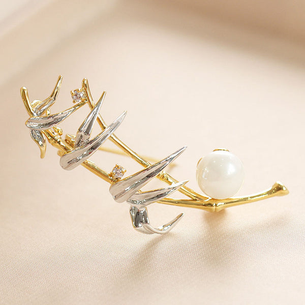 Golden Bamboo Natural Freshwater Pearl Brooch