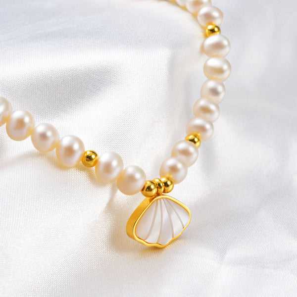 Shell gold edge pearl bracelet