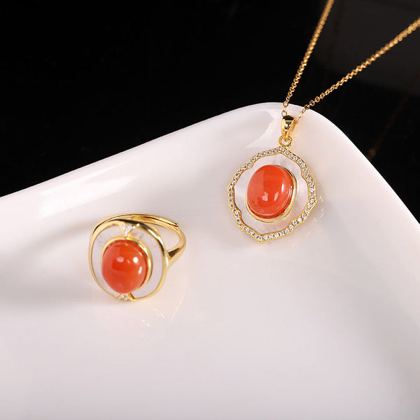 Natural Shell Ice Red Agate Jewelry