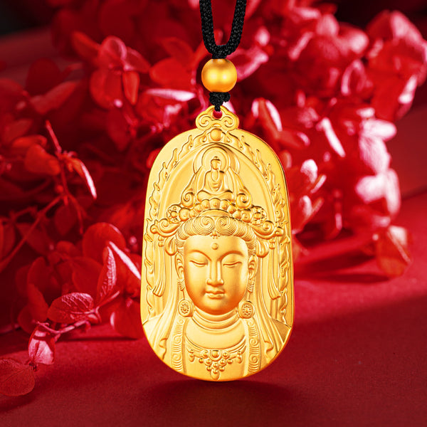 Tara Guanyin Bodhisattva gold-plated copper necklace