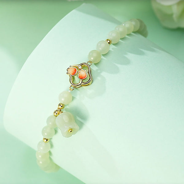 Lily of the Valley Natural Emerald Jade Stone Jewelry