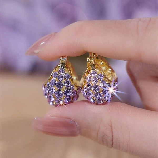 Violet natural crystal earrings