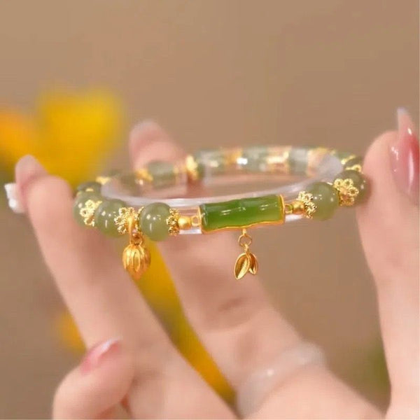 Rising Bamboo Natural Emerald Jade Stone Bracelet