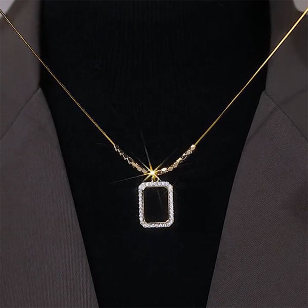 Black small square necklace