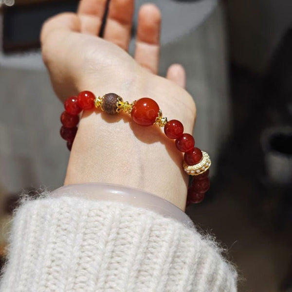 Ring bead natural agate bracelet