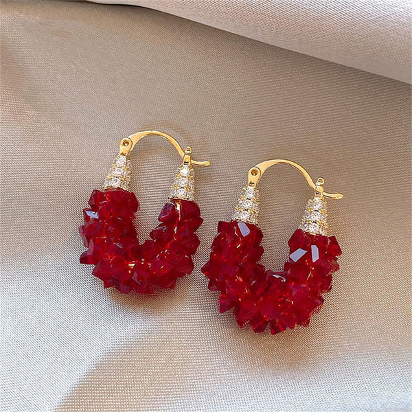 U-shaped natural crystal earrings