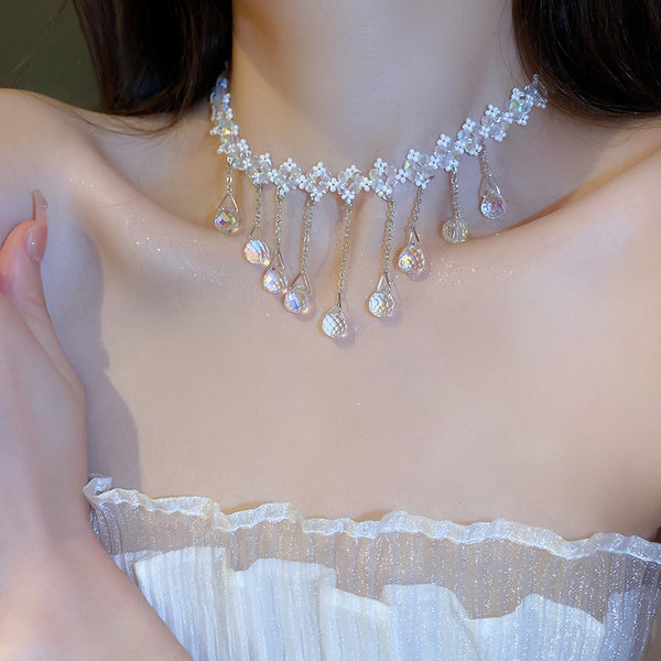 Tassel natural crystal necklace