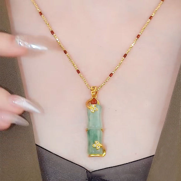 Rising Higher Natural Emerald Jade Stone Necklace