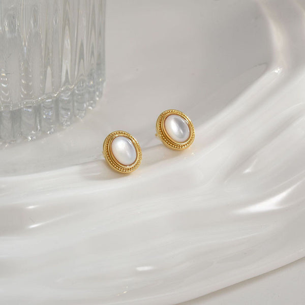 Ring natural mother-of-pearl earrings
