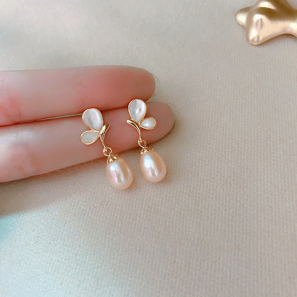 Butterfly natural pearl earrings