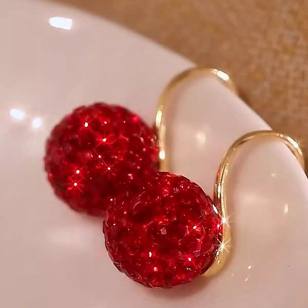 Red festive diamond earrings