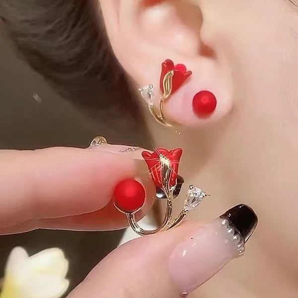 Tulip micropaved zircon stud earrings