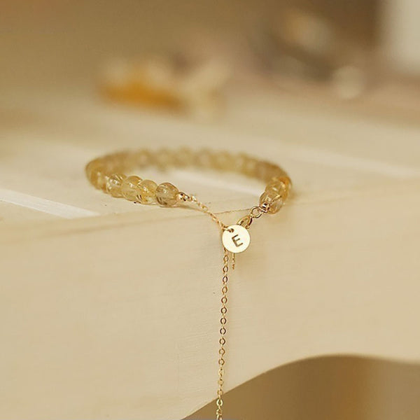 Natural gold crystal dangle bead bracelet