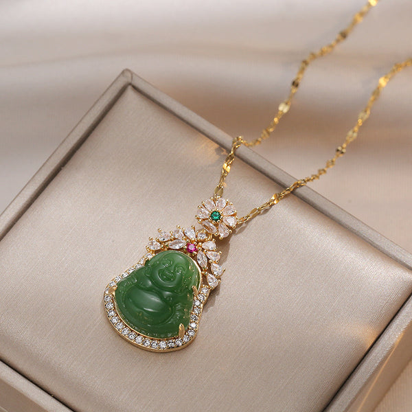 Buddha Emerald Jade Stone Necklace