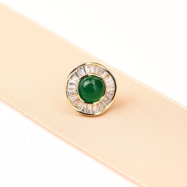 Green wavy edge small collar pin