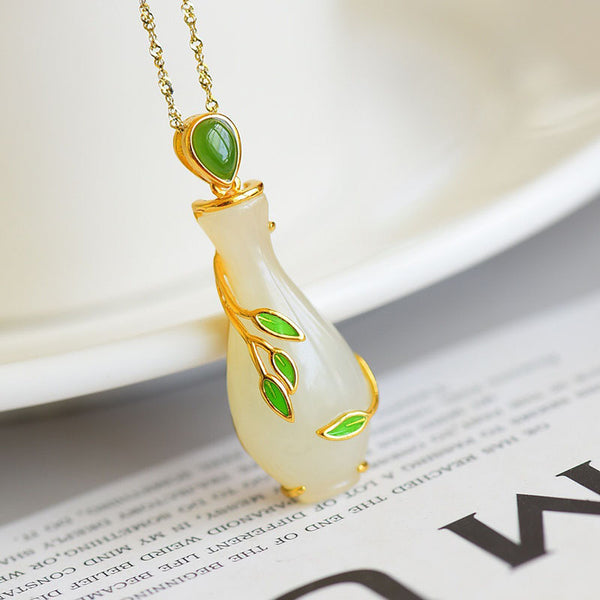 Jade bottle • Emerald Jade Stone necklace