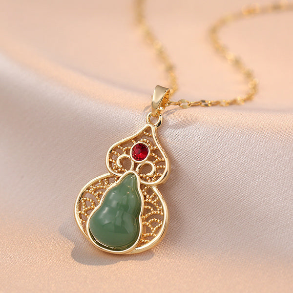 Lucky Bag Gourd • Emerald Jade Stone Necklace