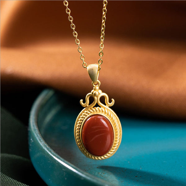 Natural southern red agate pendant necklace