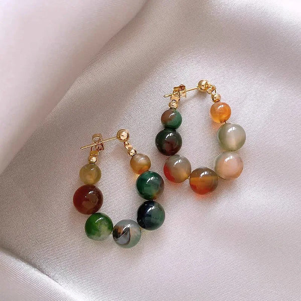Colorful Natural agate earrings