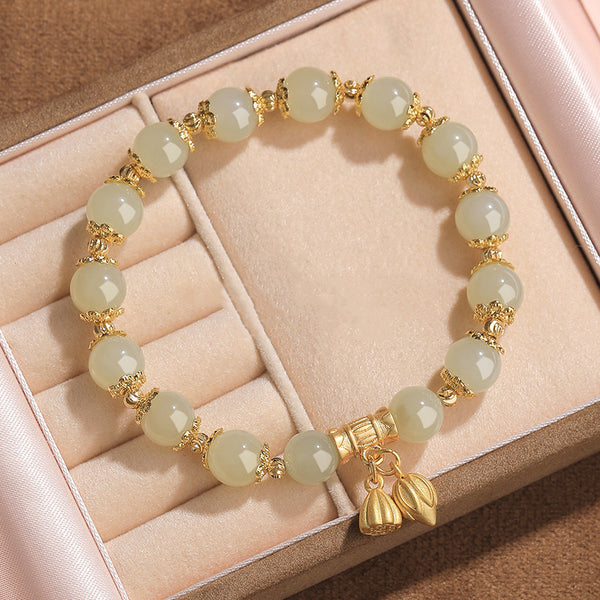 Natural Lotus Seed Emerald Jade Stone Bracelet