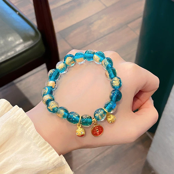 Blue Sea and Blue Sky • Artificial Glass Bead Bracelet