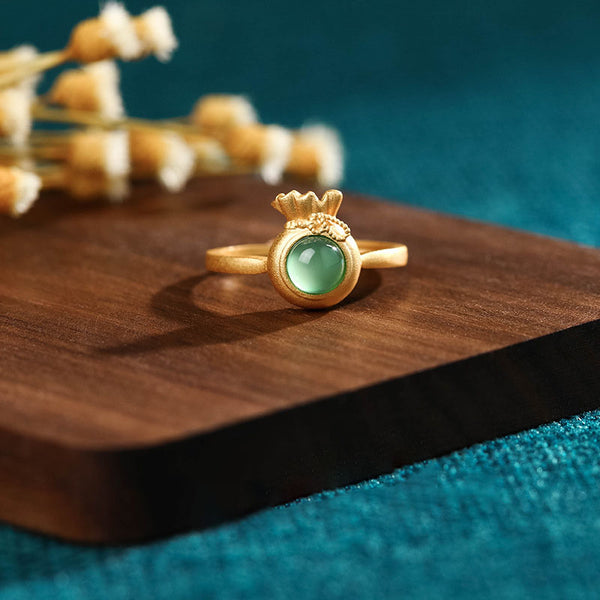Lucky Bag Emerald Jade Stone Ring