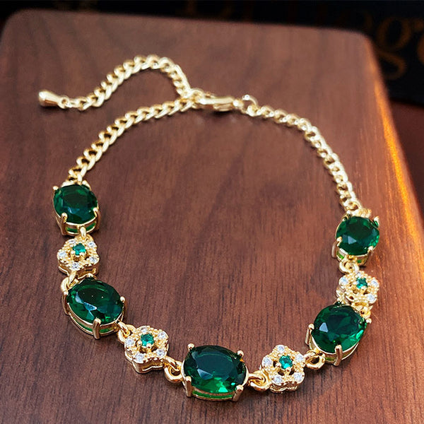 Emerald Crystal Flower Bracelet
