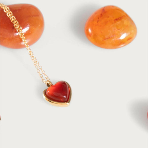 Natural red agate love necklace