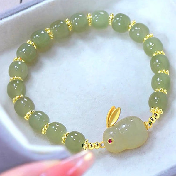Adventure Bunny • Emerald Jade stone bracelet