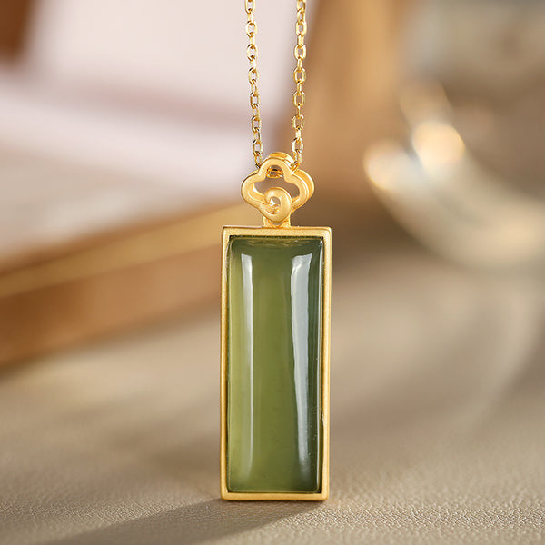 Natural Emerald Jade Stone Pendant Necklace