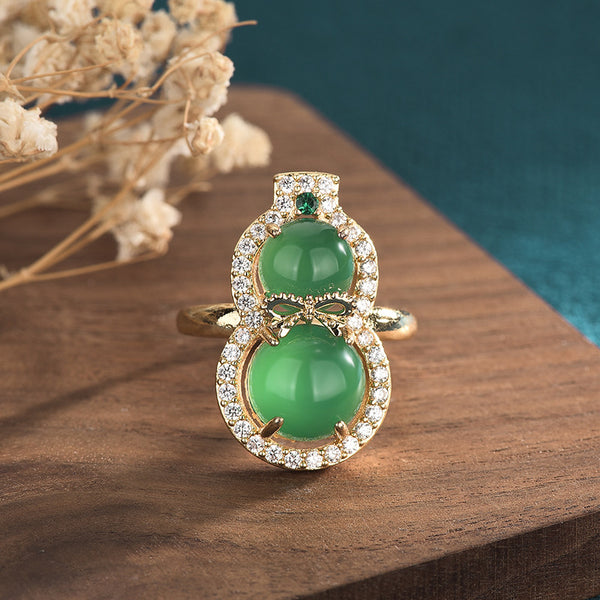 Purifying Gourd Emerald Jade Stone Ring