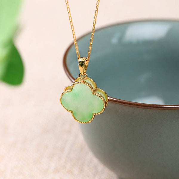 Lucky • four leaf clover Jade stone necklace