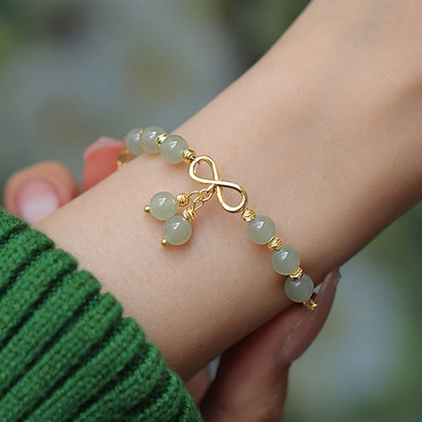 Cherry • Natural Emerald Jade stone bracelet