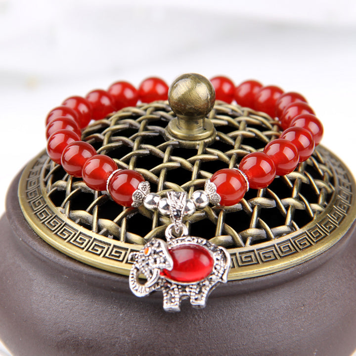 Elephant • Red agate bracelet