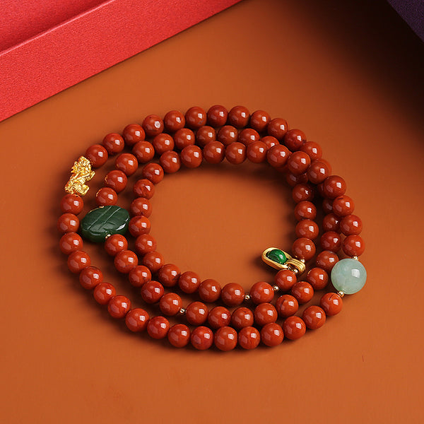 PiYao • Natural Red Agate Rosary Bracelet