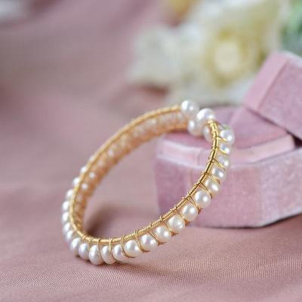 14K gold-covered pearl bracelet