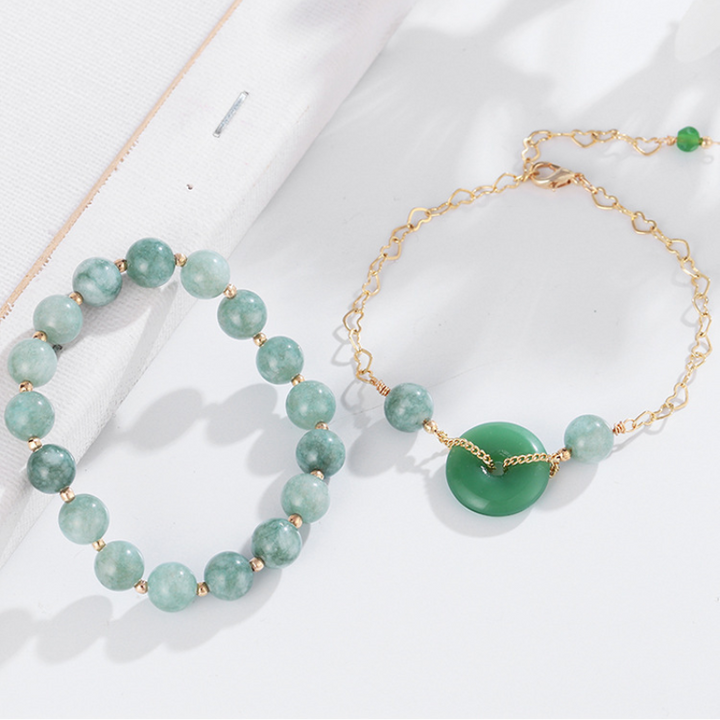 Lucky buckle • Jade and agate bracelet