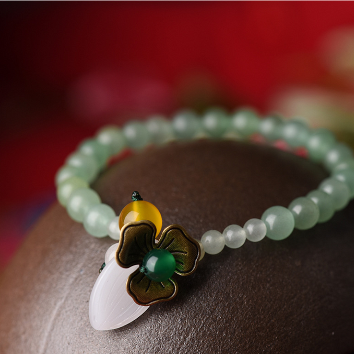 Ancient Tree Petals & Emerald Bracelet