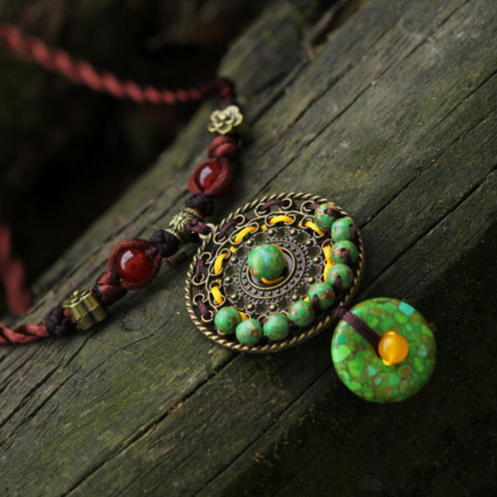 Turquoise agate weaving pendant
