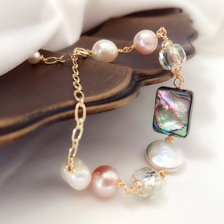Abnormal pearl abalone shell bracelet