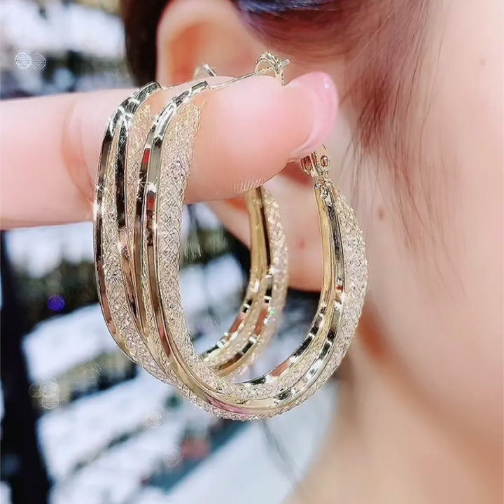French mesh oval earrings
