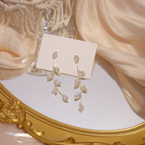 Gold Plated Crystal Vine Earrings Deegnt