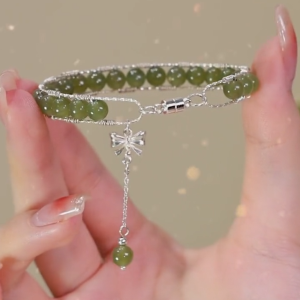 Lucky Butterfly • Emerald Jade stone bracelet