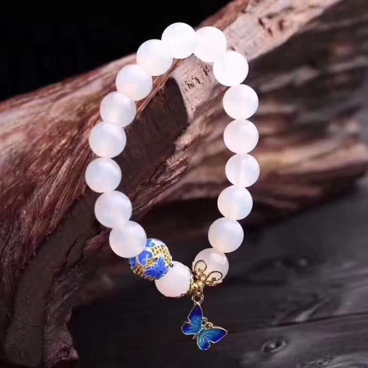 Butterfly ?  Natural White Agate Bracelet