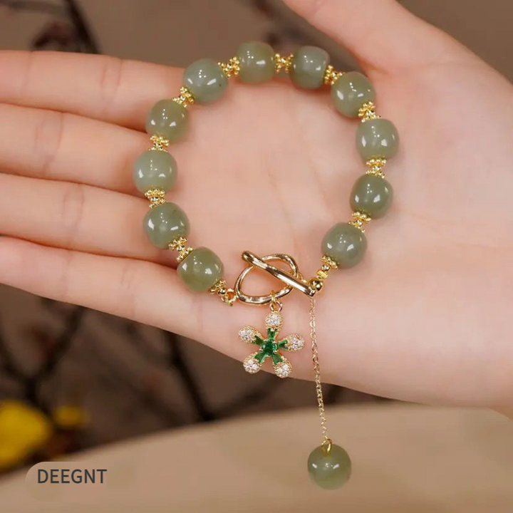 Sun flowers • Emerald Jade Stone & Agate Bracelet