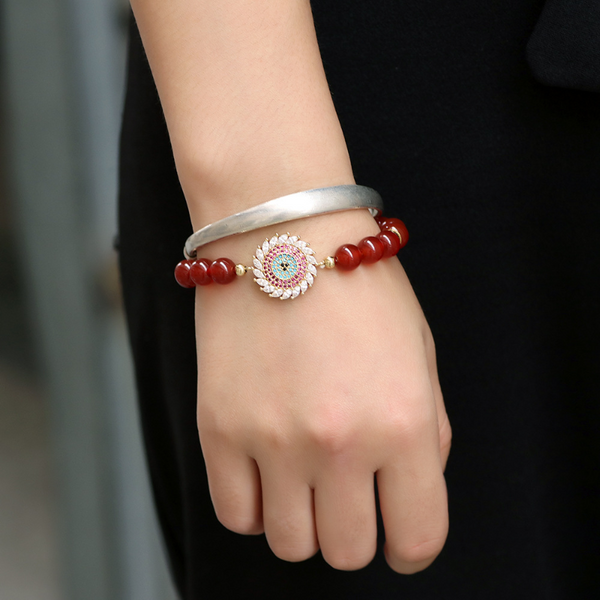 Zircon & Red Agate Bracelet