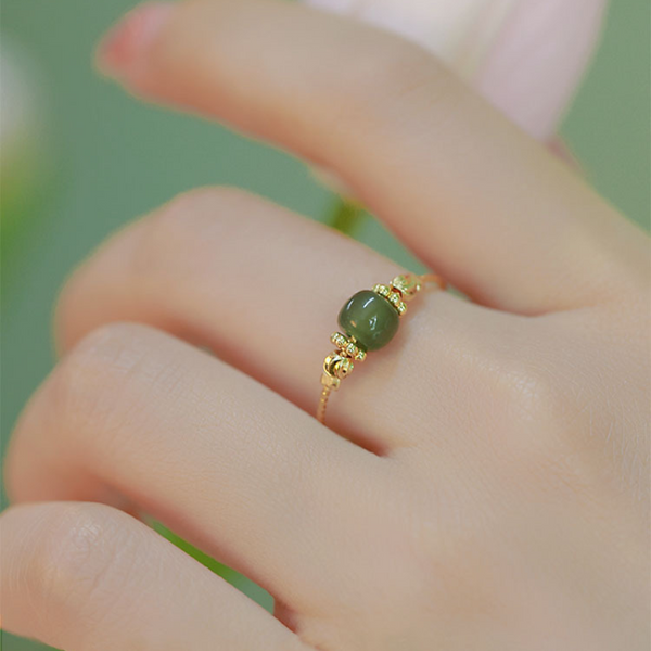 Good Luck • Emerald Jade bead ring
